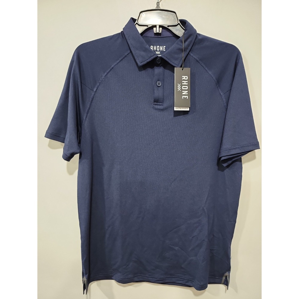 Rhone NWT Polo Shirt Mens S Delta Pique Short Sleeve Navy Blue Performance Golf